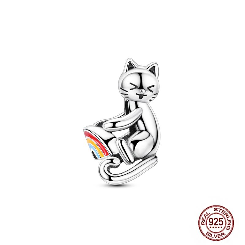 Fit Original Pendant Animal Charmscopper Pink Heart Pet Cat Dog Blue Owl Squirrel Beads Bracelet Women Diy Birthday Jewelry