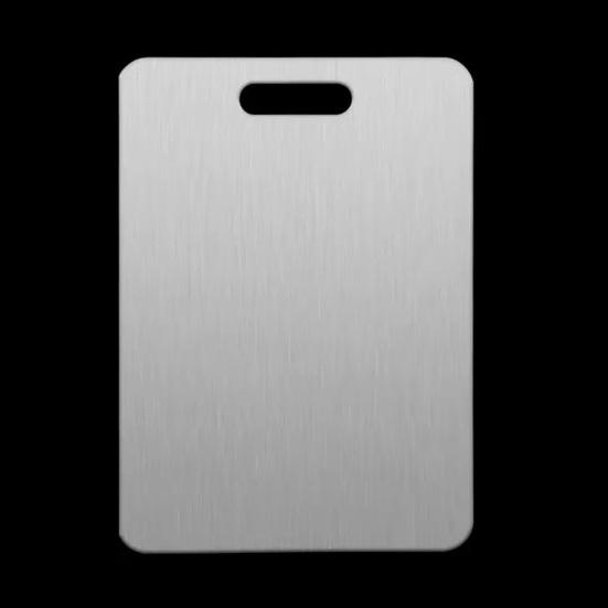 Double-Sided Stainless Steel Cutting Board Non-Slip Kitchen Chopping Board for Meat Vegetables Dough Rust-Proof Multi-Purpose Reversible Mat for Home