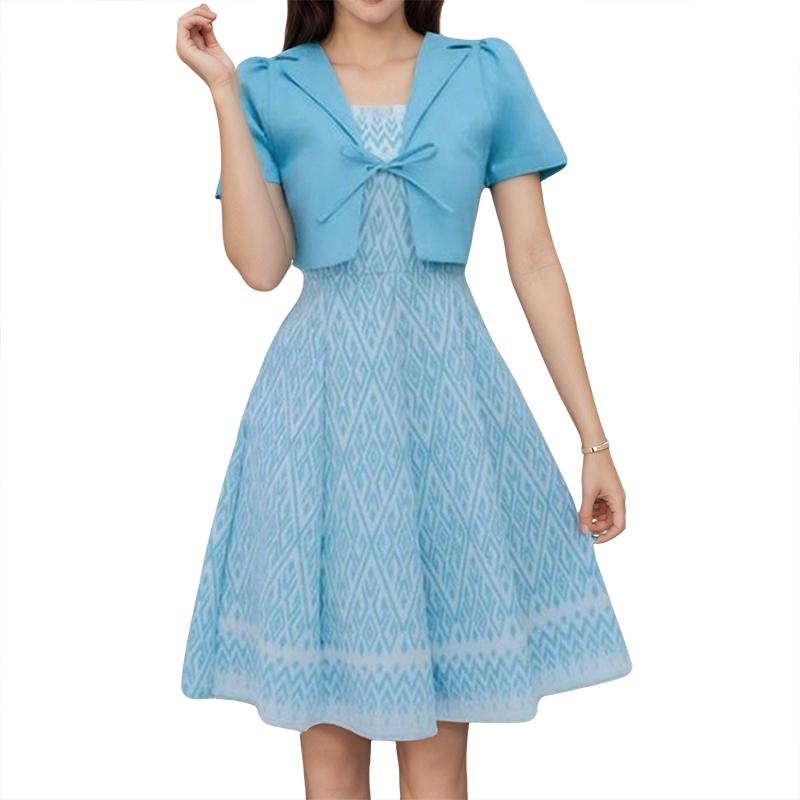 

ZANZEA Women Casual Patchwork Summer Short Sleeve Print Dress 5XL синий