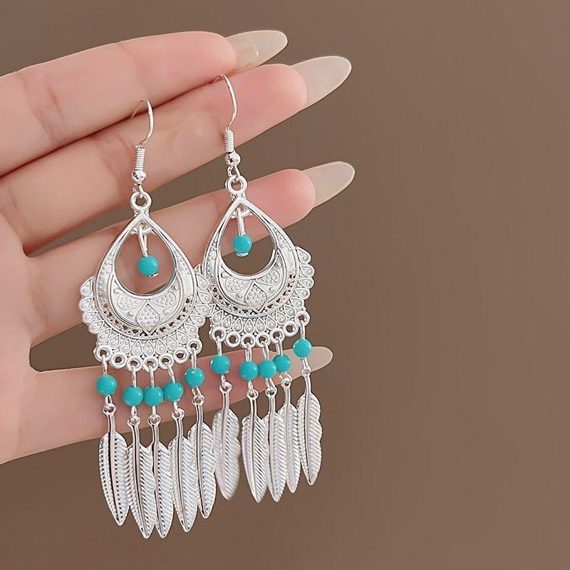 Ethnic Bohemian Long Tassel Earrings Vintage Beach Vacation Jewelry Retro Drop Dangle Ear Accessories For Women