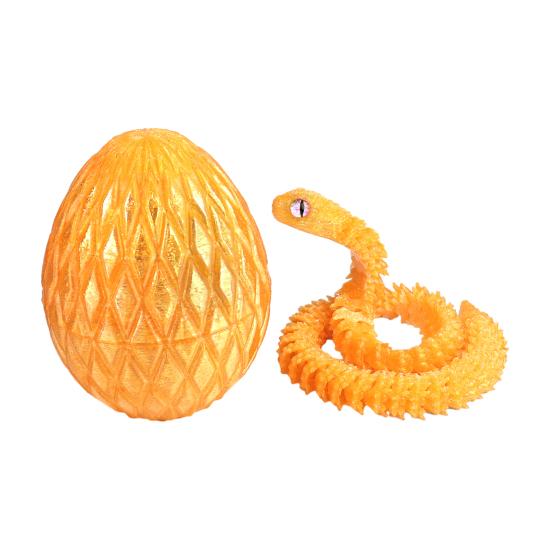 3D Printed Snake Egg Figurine Movable Joints Snake Figure Desk Fidget Toy Egg with Articulated Snake Inside Decoration Ornament