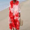 Women's Casual Fashion V-Neck Long Sleeve Floral Print Maxi Dress
