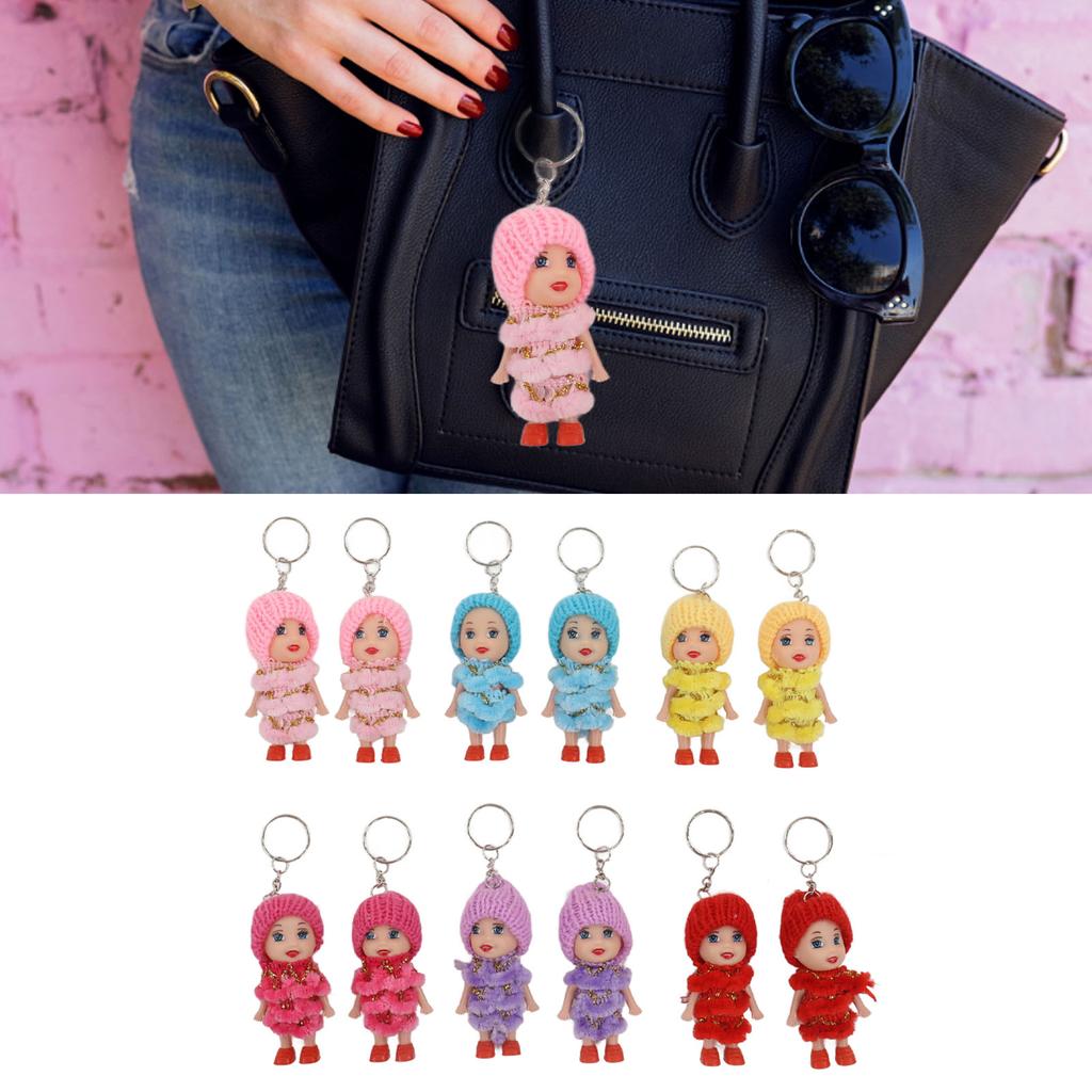 12 Pezzi Mini Portachiavi Bambola Adorabile Portachiavi Bambole Piccole Portatile Anello Portachiavi per Regalo di Compleanno