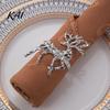 Daily Home Dining Accessories Christmas Deer Napkin Ring, Faceted Metal Elk Holder, Reusable Formal Dinner Table Decor Ring for Xmas Holiday