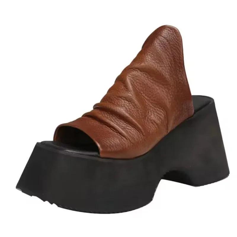 New Summer Chunky Platform Women Open Toe Slippers High Heels Shoes Sandals Flip Flops Sexy Pumps Slides Zapatillas Mujer