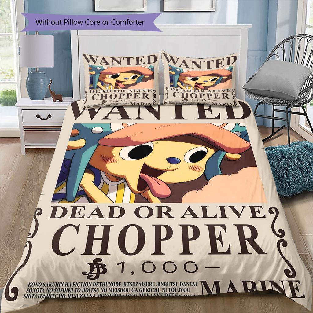 Ensemble de literie motif Tony Tony Chopper Couette Housse de couette Taie d'oreiller Maison Cadeau d'anniversaire(1 housse de couette + 2 taies d'oreiller, sans garniture.)