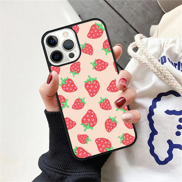 Pink Strawberry Pattern Coque Shell For iPhone 17 Air 15 16 14 13 12 Pro Max 11 Pro Max Plus Phone Case Cover