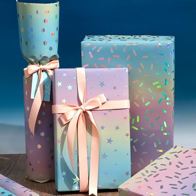 Irisierendes Geschenkpapier Rolle Reißfestes Regenbogen-Folie Geschenkpapier Konfetti Geschenkpapier Kompakt Für Klassenzimmer-Partys Kinder