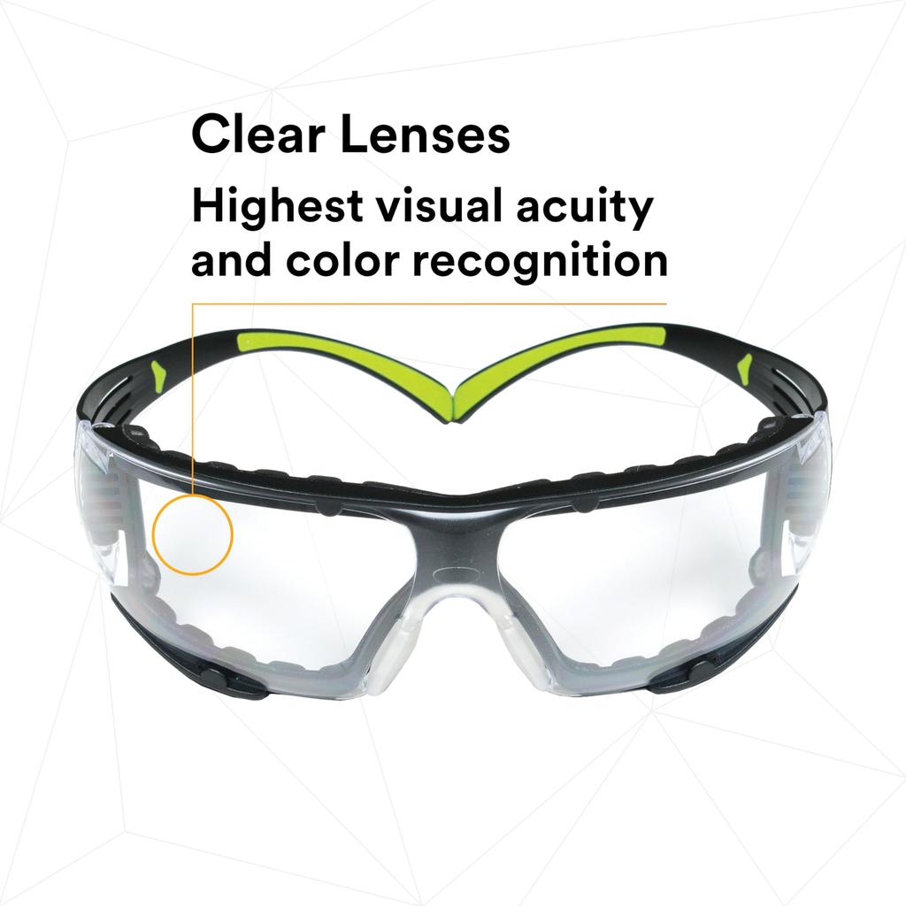 3M SecureFit Safety Clear with Glasses, Lens, Gasket, SF401AF-FM [Used]