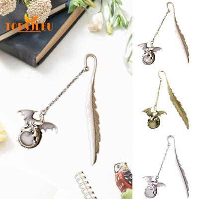 Vintage Metal Bookmark,Luminous Feather Design,Creative Flying Dragon,Fade-resistant,Decorative Bookmark