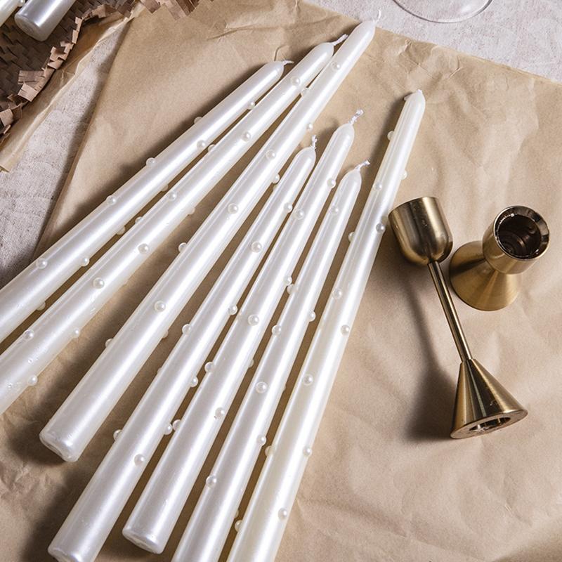 2 Stück/Set Rauchfreie Aromatherapie-Kerzen Hochzeits-Langstielkerzen Europäischer Stil Sojawachs Party Perlenkerzen Zuhause 20/30cm