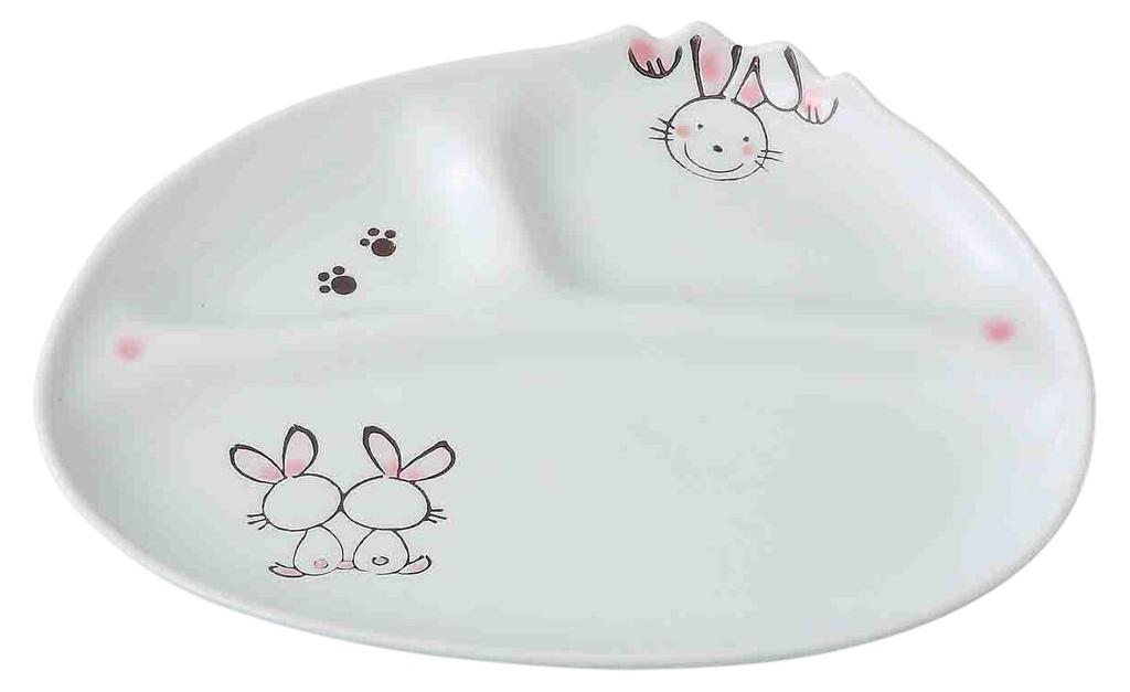 Nishikai Toki Hasami Ware Mini Plate with Rabbit 60238 Divider, Pattern, 22.5cm,