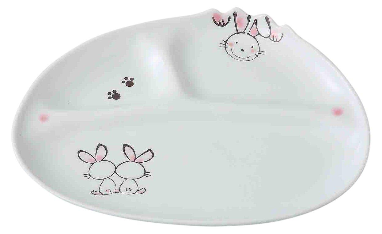

Nishikai Toki Hasami Ware Mini Plate with Rabbit 60238 Divider, Pattern, 22.5cm, белый