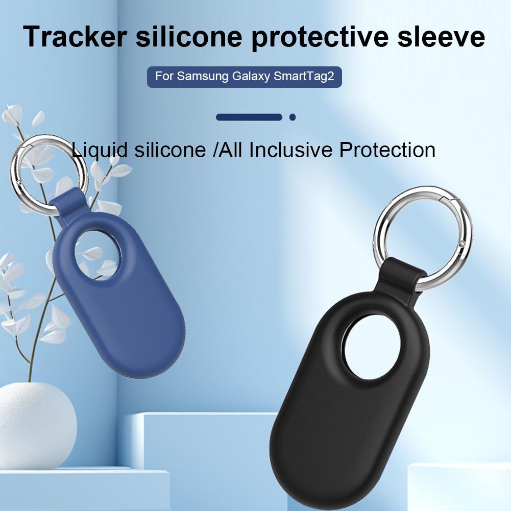 Silicone Case Protector Case Anti-Drop Protective Cover Waterproof Anti-Scratch with Keychain for Samsung Galaxy SmartTag2