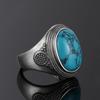 Natural 10x14MM Oval Turquoise Rings Silver Ring for Men Women Luxury Vintage Fine  Anniversary Party Gift