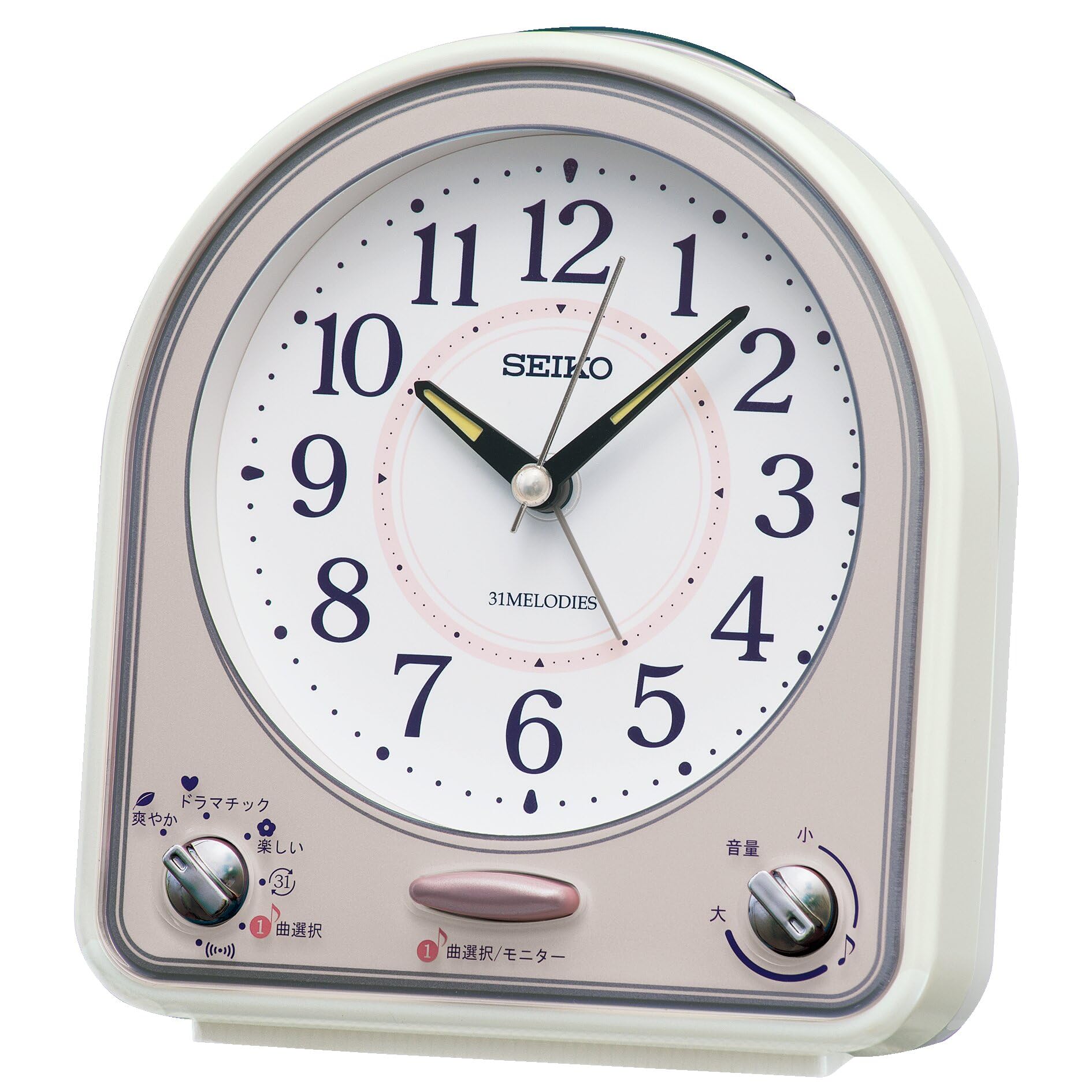 

Seiko Clock Alarm Table 31 White Pink 139 x 126 x 70 QM750P Clock, Clock, Analog, Melodies, Alarm, Pearl/Partial Pearl, mm,