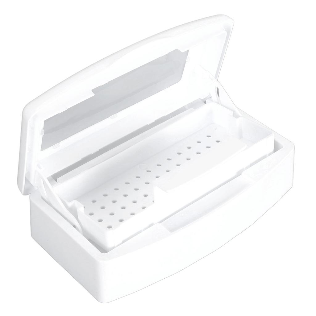 Makeup Tool Cleaning Box ABS Multifunctional Portable Nail Tool Clean Tray for Jewelry Needle White
