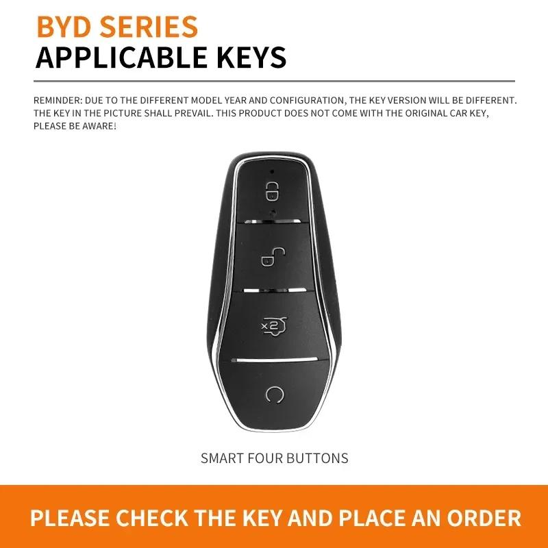Metal & leather car key cover case shell protector for BYD Han EV Tang DM Qin plus song Pro Max yuan dolphin E2 Atto 3 accessori