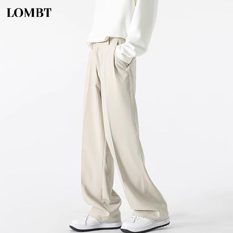 LOMBT Pantalon de ville décontracté à jambe droite pour homme LF02