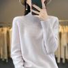Seamless Knit Semi High Neck Women Long Sleeve Sweater Loose Fit Slimming Pullover Top