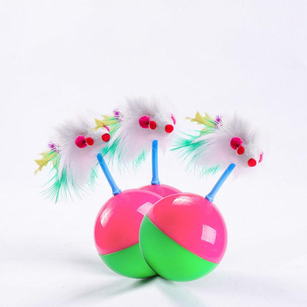 Cat Toys: Tumbler Mouse, Self-Play Feather Teaser Wand - Interactive Kitten Chew Chase Toys for Indoor Cats