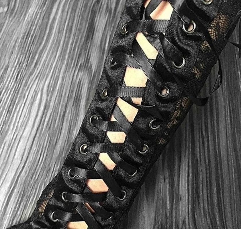 1 par Halloween Retro Lange hansker for kvinner Blonde Korsett Arm Albue Fingerløs hanske Svart