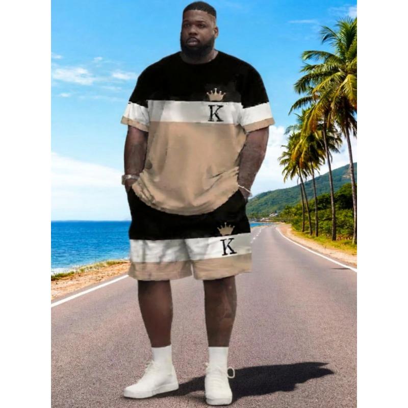 

Мужской спортивный костюм большого размера с 3D-цифровой печатью и контрастными элементами S