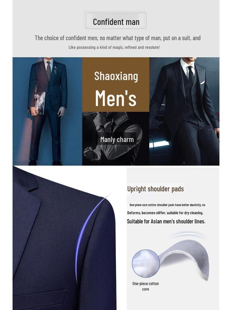 Men's Slim Fit Korean Style Suit - Three-Piece Formal Business Attire for Groom or Groomsman