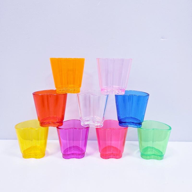 6pcs Creative Heart-shaped Mini Cocktail Glasses With Cute Personalized Designs Rainbow-colored Spirits Couple Glasses Valentine