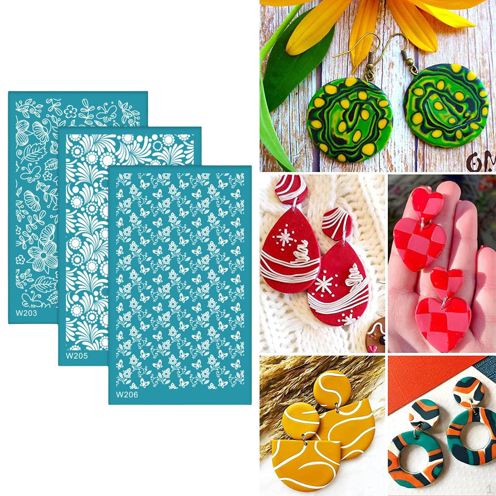 

3 шт., инструмент для полимерной глины, трафареты для шелкографии, многоразовый набор для шелкографии, можно стирать для Style C