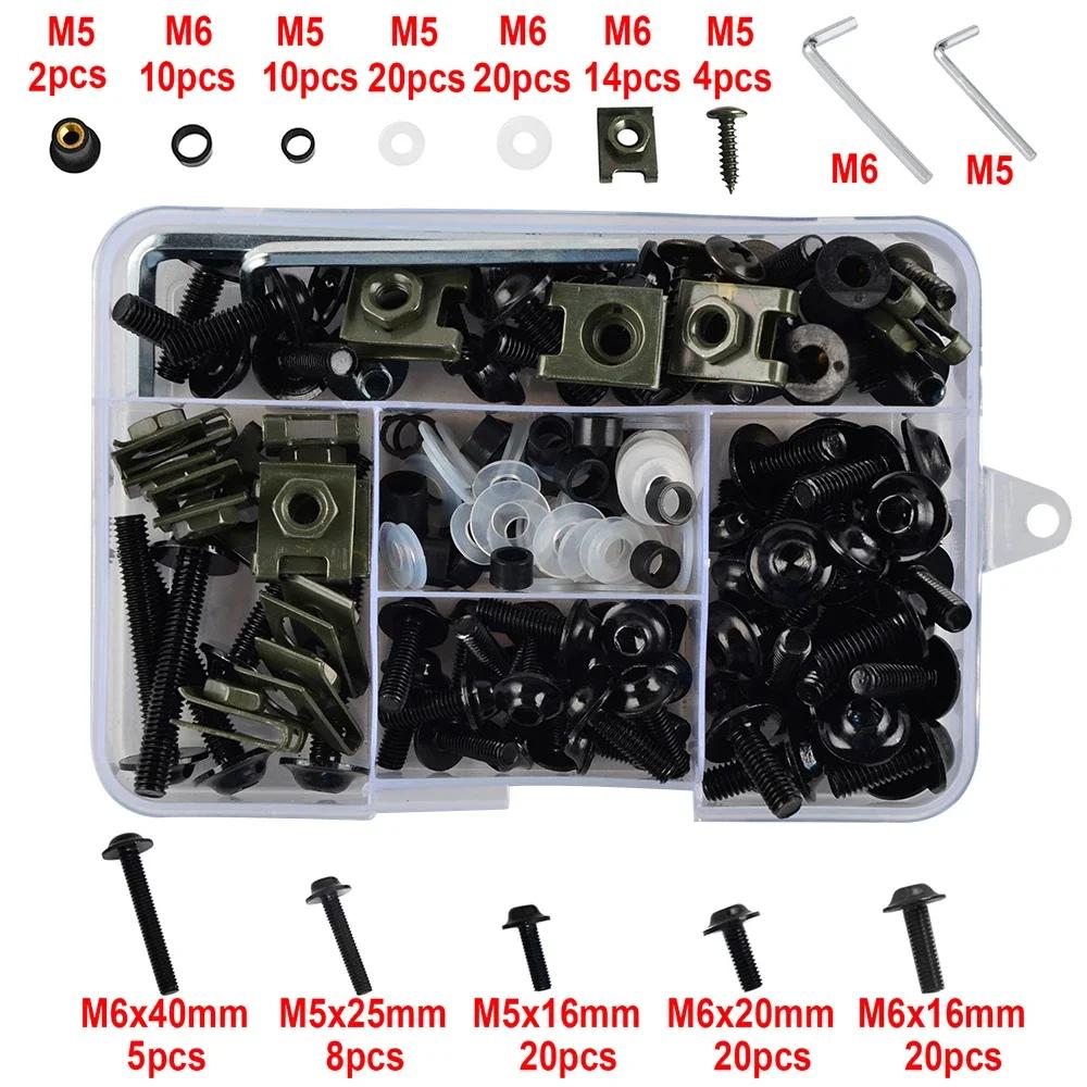 

155PCS Fairing Bolt Kit Body Screws For Yamaha YZF 600 R6 R1 R6S R3 YZF600 YZF600R FZ6/R Motorcycle Fairing Bolt Screw Nut Kits Black-155pcs