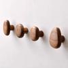 4pcs Beech Walnut Wood Wood Hook Punch Free Simple Design Wall Hook Solid Wood Wood Handle Hanging Hanger Home Decoration