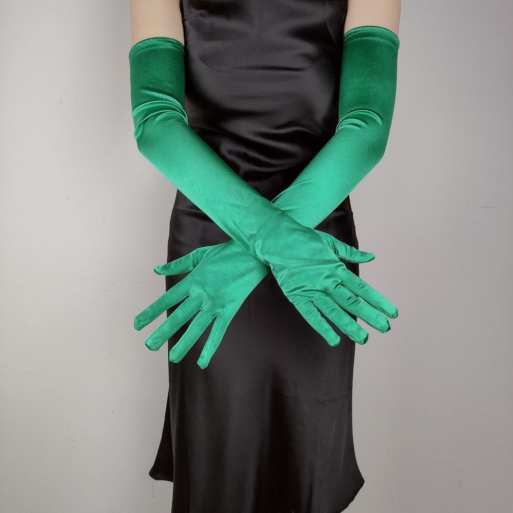 Neue Damen Elegante Lange Satinhandschuhe 55CM Elastisch Foto Partyhandschuhe Vintage Süßigkeitenfarbe Brautkleid Fäustlinge Damen