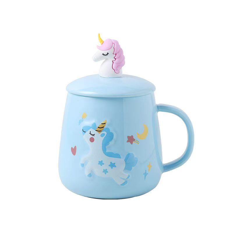 3D Unicorn Ceramic Mug Travel Coffee Mug With Spoon Milk Tea Cup Office Breakfast Drinkware Cup Wedding Birthday Gift Home Decor
