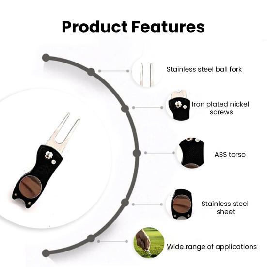 Golf Divot Repair Tool Stainless Steel Foldable Green Fork Tool Golf