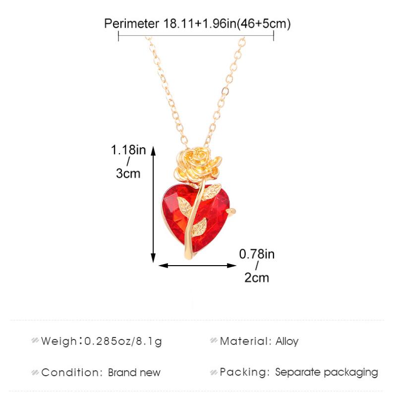 Fashion Gothic Red Heart and Rose Pendant Necklace Jewelry for Men and Women Gift
