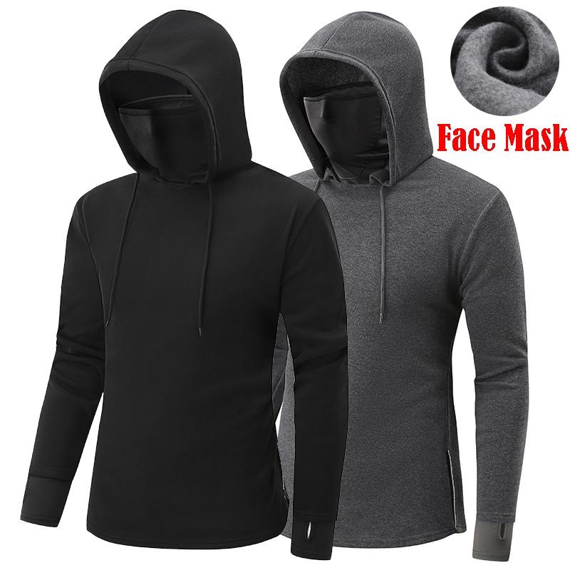 Pullover Mens Hoodie Hooded Sweatshirt Face Mask Tops Winter Hoody Blouse Jumper
