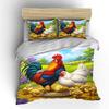 Farm Rooster Hen and Chicks Print Soft Comfortable Duvet Cover Bedding Set Included 1*Duvet Cover 2*Pillowcases Luxury Gifts
