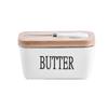 Keramik Butterdose Restaurant Versiegelter Behälter Aufbewahrungsbox Käsedose mit Messer Bambusdeckel Butterschneider Butterdose Geschirr