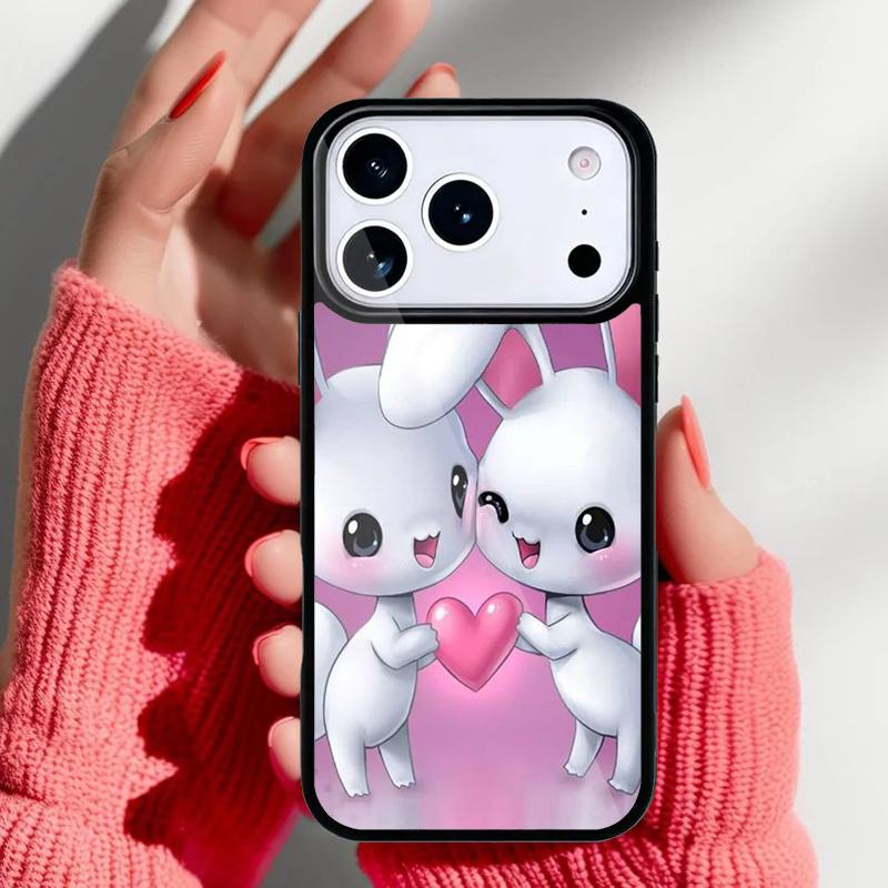 Cartoon Rabbit Bunny Phone Case for iPhone 17 16 15 14 13 Pro Max Back Cover for 12 11 Pro Coque