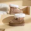 Cattle Suede Matte Leather Piled Thickened Wool Thick-soled Foot Casual Snow Boots Women's 2025 Winter New Cotton Shoes