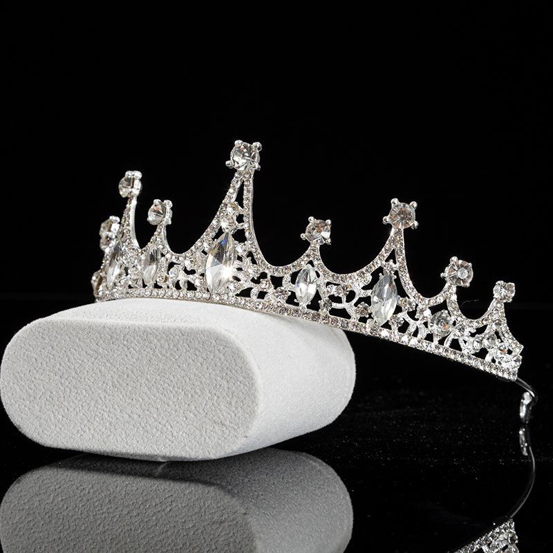 Super Sparkling Bridal Headwear, Necklace, Earrings, Crown, Three-piece Set with Rhinestones and Wedding Dress, Wedding Accessories, Hair Accessories