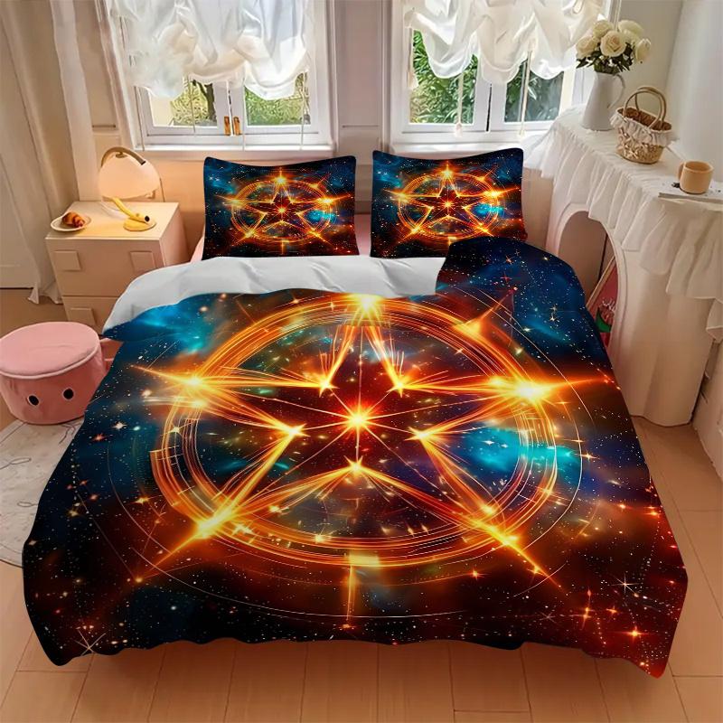 3pcs Enchanted Celestial Star Bedding Set, Including 1 Quilt Cover and 2 Pillow Shams, Without Filling, Soft and Comfortable Home Bedroom Fa