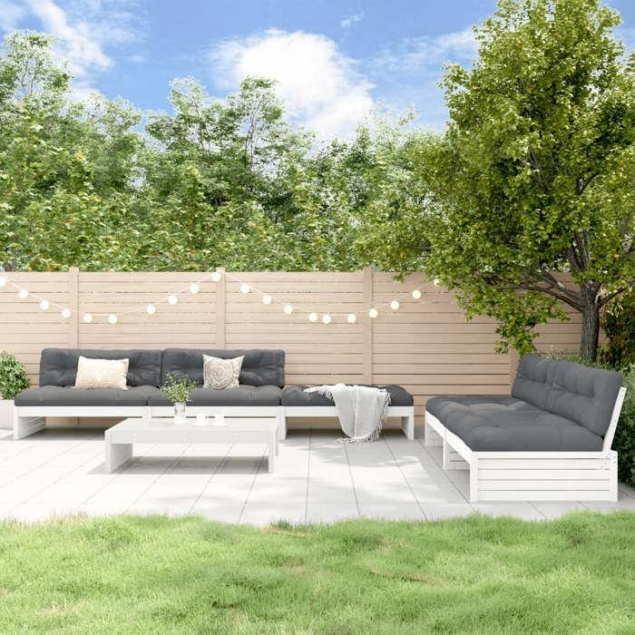 VidaXL Garden Lounge Set with Cushions 6 Pcs, Sofa with Footrest, Furniture Set with Coffee Table Patio Terrace, 3186152