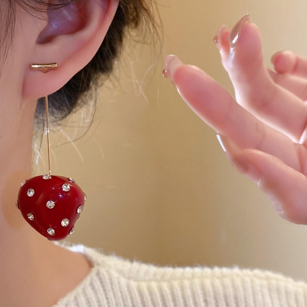 Modeschmuck Chinesisches Neujahr Ohrringe Strass Rote Tropfenohrringe Damen Neujahrsgeschenk