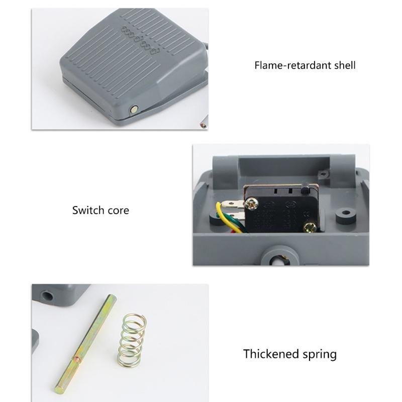 2 Pcs Foot Pedal Switches with 16cm Line Pedal Switches 220V 10A Reset Foot Switches TFS-201 Pedal Foot Switches