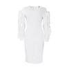 Plus Size Women Elegant Long Sleeve High Waist Solid Pencil Midi Dress
