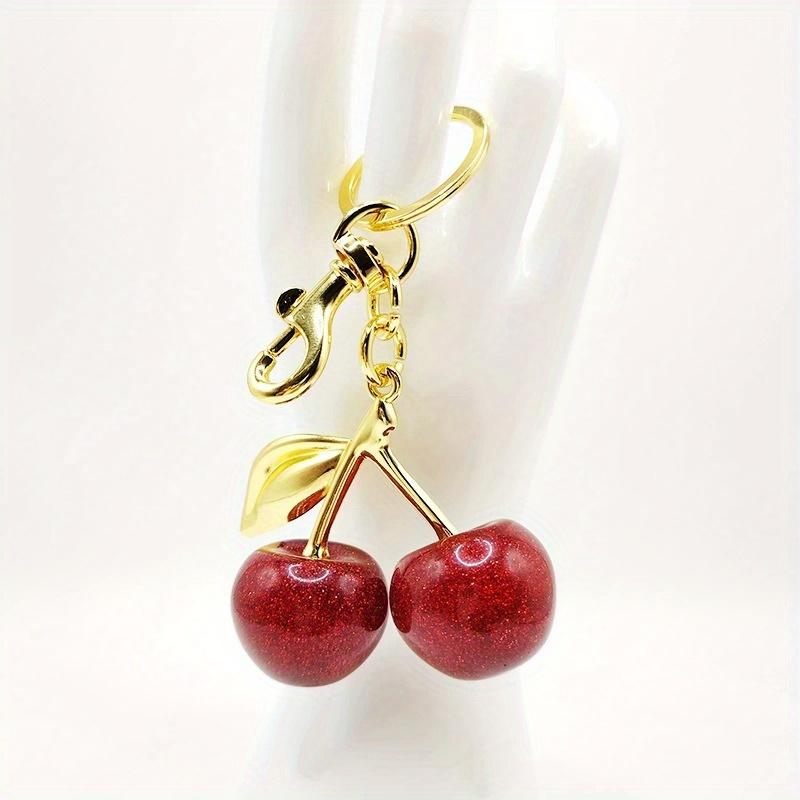 

Брелок для ключей Cherry Bag Charm Women Key Rings, брелок Retro-Cool Cherry Motif из блестящей смолы, прикрепите его к любимой сумке, набор ключей для освежающего стиля
