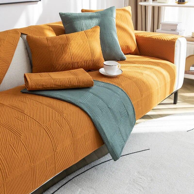 Living Room Sofa Cover Thickened Jacquard Non-Slip Cushion Cover Cotton Velvet All-Inclusive Universal Sofa Cover Back Towel