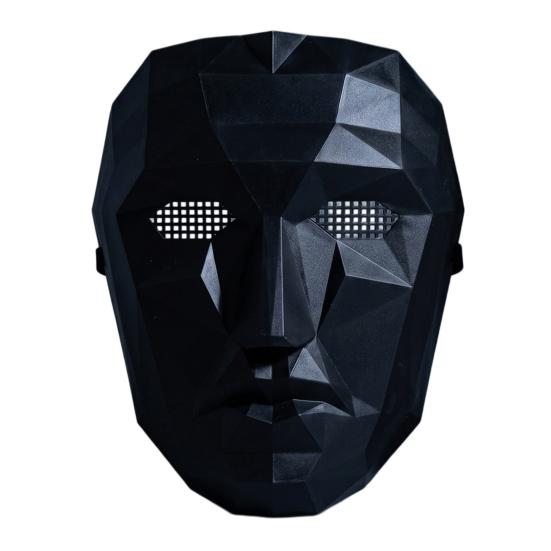 Durable Plastic Party Mask Halloween Geometric Mask, Polygonal Cool with Mesh Eyes, Three Dimensional Black White Cosplay for Masquerade, Costume
